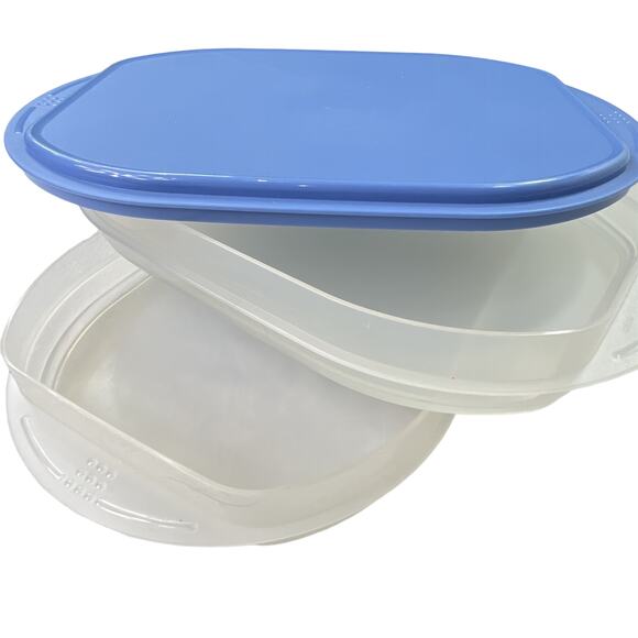 Tupperware Fridge Stackables  Cold Cuts Deli Meat Luncheon Container Blue Lid - Picture 1 of 16